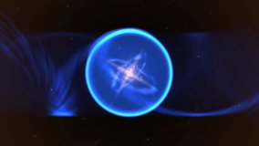 Blue Neon Orb Energy Swirl Abstract Motion Background. Vivid blue neon orb glows against a dark, smoky background, suggesting energy and motion. - Powered by Shutterstock - Get 15% off with code: PIKWIZARD15