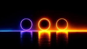 Vibrant neon circles pulse with electric energy over a shimmering reflective surface, creating a dynamic and futuristic abstract scene perfect for modern design concepts. - Powered by Shutterstock - Get 15% off with code: PIKWIZARD15