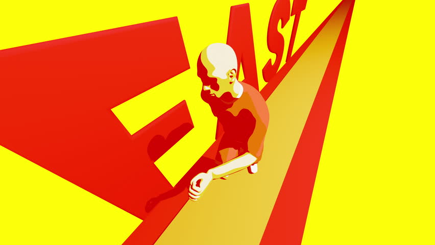 Runner animation with typography fast composition Lens perspective High contrast colorful