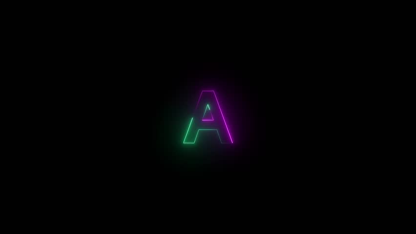 Animated glowing neon A Text Seamless Loop Background.