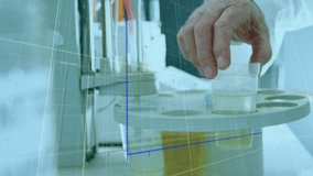 Scientist lifting rotor lid and inserting cups in lab starting animated bar charts showing growth. Research, innovation, precision, laboratory, analysis, experiment, data visualization - Powered by Shutterstock - Get 15% off with code: PIKWIZARD15