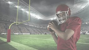 Sports analytics quarterback readying throw at stadium and tracking overlay highlighting stats. Athlete, performance, sport, action, stadium, technology, analysis - Powered by Shutterstock - Get 15% off with code: PIKWIZARD15