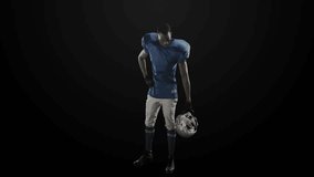 Male football player showcasing technology lifting helmet as binary code intensifying around him. Athlete, sports, digital, futuristic, motion, concentration, strength - Powered by Shutterstock - Get 15% off with code: PIKWIZARD15