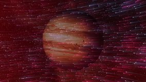 Animation starting by revealing gas giant planet moving through streaks showing cosmic travel. Space, fantasy, abstract, motion, futuristic, nebula, celestial - Powered by Shutterstock - Get 15% off with code: PIKWIZARD15