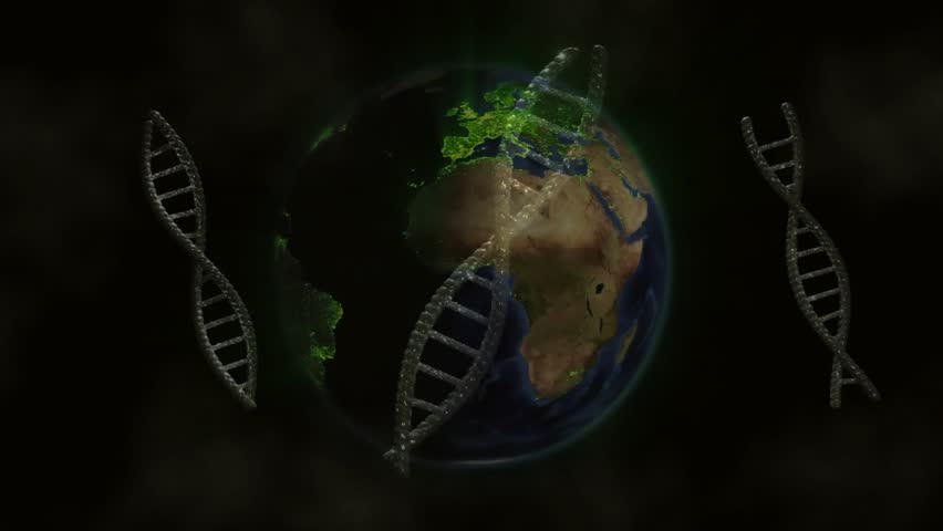 Digital Earth appearing starting rotating clockwise and DNA helices orbiting showing network growth. Futuristic, innovation, connectivity, technology, digital, global, molecular - Powered by Shutterstock - Get 15% off with code: PIKWIZARD15