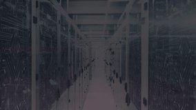 Red-pink lines initializing, multiplying along racks, pulsing bursts showing peak data flow. Technology, networking, cybersecurity, digital, futuristic, data, infrastructure - Powered by Shutterstock - Get 15% off with code: PIKWIZARD15