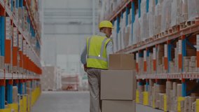 Warehouse worker pushing loaded pallet jack causing nodes forming across shelves for tracking. Logistics, automation, connectivity, industrial, technology, supply chain, inventory - Powered by Shutterstock - Get 15% off with code: PIKWIZARD15