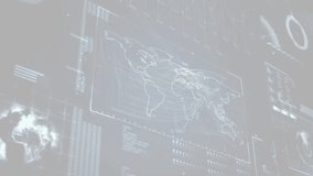 On load teal wireframe globe rotating elongating into barrel flattening fracturing to show network. Futuristic, technology, digital, network, global, interface, holographic - Powered by Shutterstock - Get 15% off with code: PIKWIZARD15