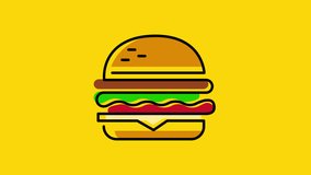 burger cheeseburger logo icon emblem colorful line  animation  4k video footage  - Powered by Shutterstock - Get 15% off with code: PIKWIZARD15