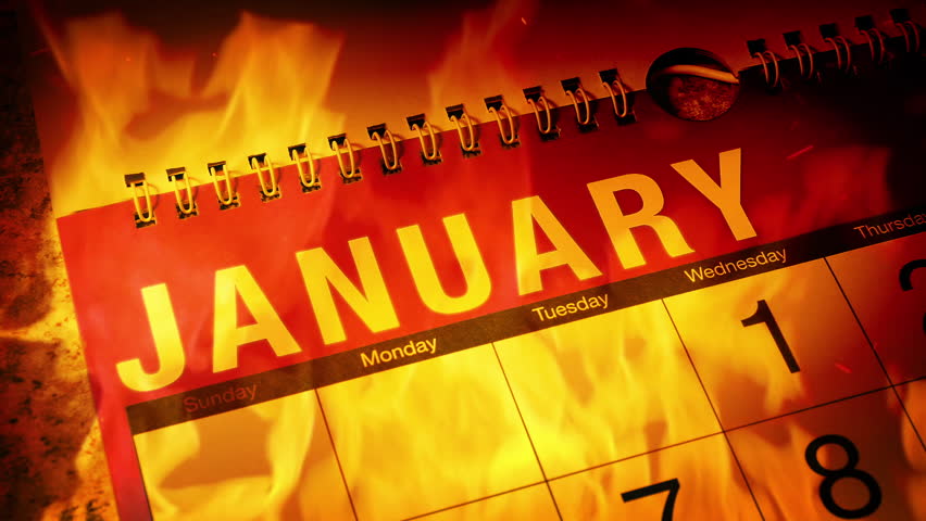 Months Pass On Calendar In Flames Loop