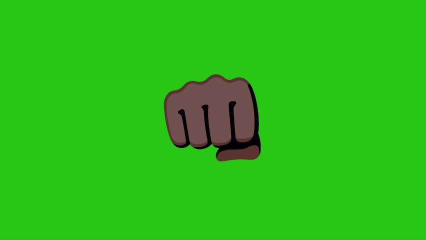 Brown clenched fist graphic isolated against a bright green backdrop.