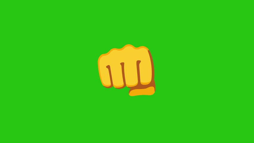 Yellow raised fist graphic isolated against a vibrant green backdrop.