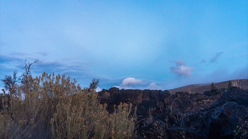 Timelapse of clouds over an ancient lava flow in early autumn