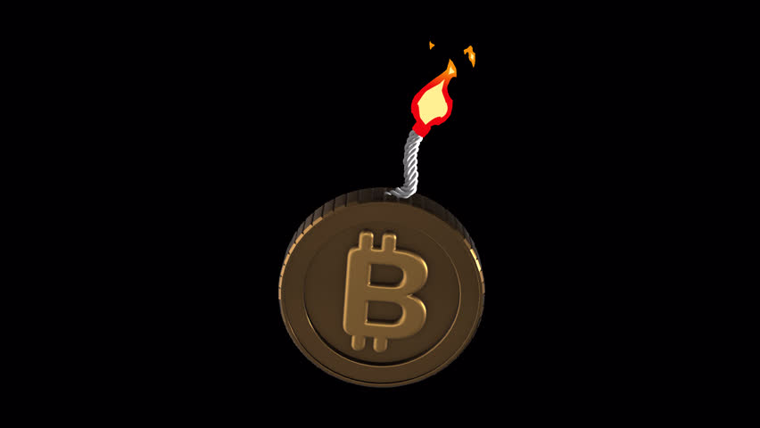 Bitcoin coin ignites into a powerful explosion symbolizing crypto volatility and financial risk. Perfect for trading intros, blockchain promos, and digital finance motion graphics. Transparent HD.