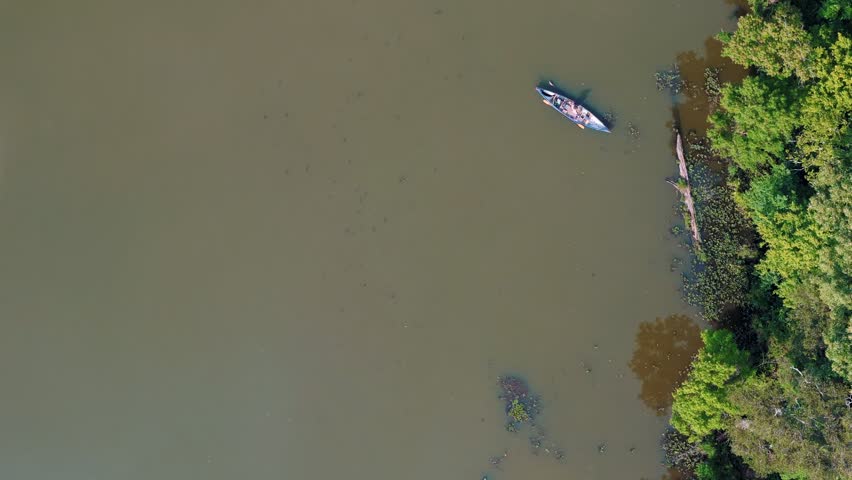 Aerial landscape lake wetlands summer nature scene sunny day rural Crystal Springs Mississippi USA