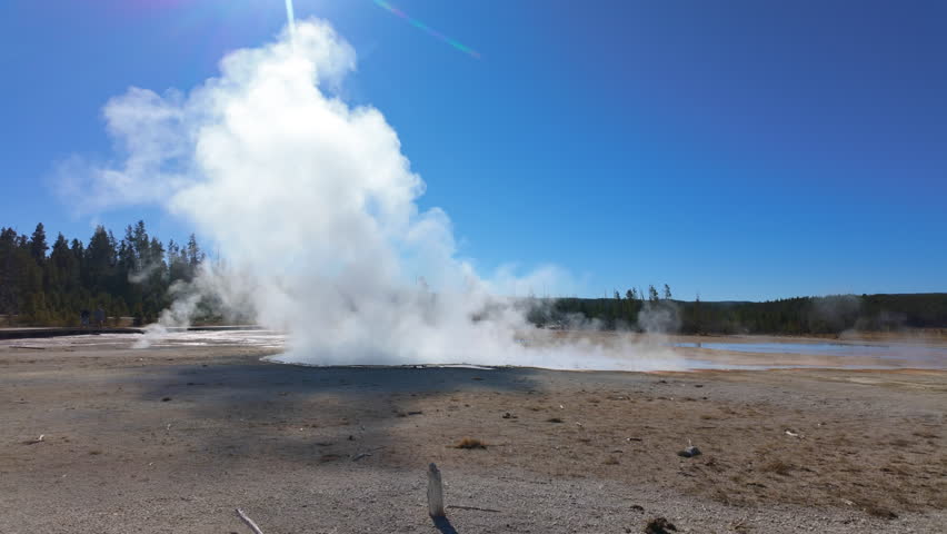 Celestine Pool steaming in lower geyser basin Yellowstone