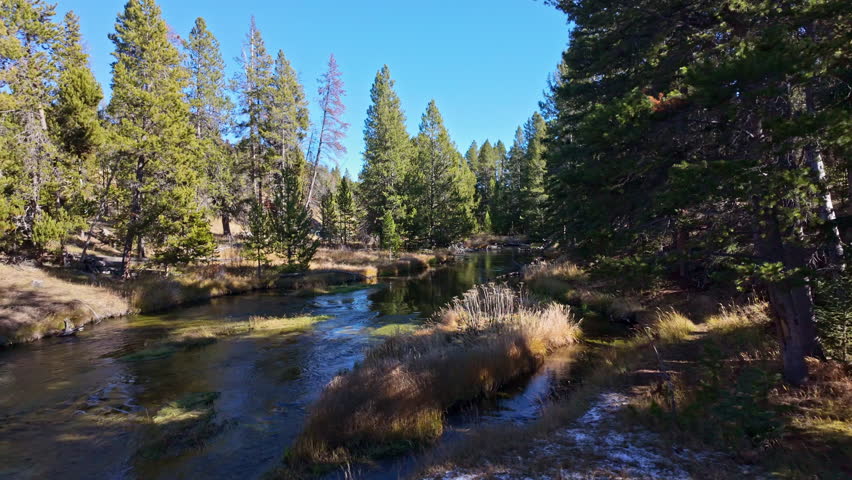 Slow Motion Firehole River in Autumn Upper Geyser Basin Yellowstone