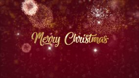 Glittering gold “Merry Christmas” lettering with bright fireworks and bokeh over a rich red backdrop. Clean festive title animation for cards, intros, banners, and social media in 4K. - Powered by Shutterstock - Get 15% off with code: PIKWIZARD15