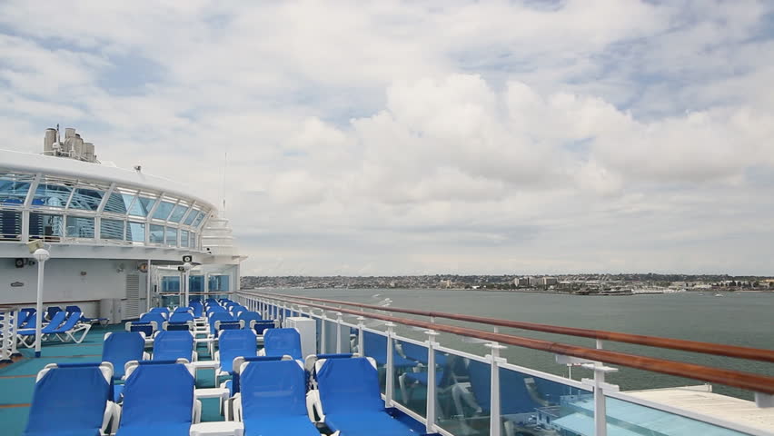 View from a Luxury Cruise Ship Deck Over The San Diego Harbor, San Diego, California.