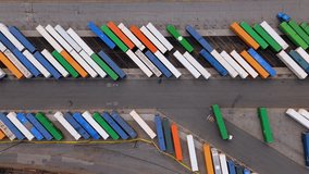 Top-down aerial view of colorful cargo containers at logistics yard, June 22, 2025 - Powered by Shutterstock - Get 15% off with code: PIKWIZARD15