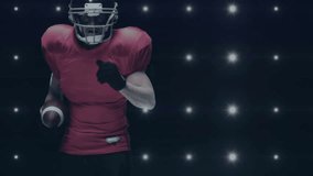 Football runner jogging, encrypted tech overlay and progress bar filling spurring defender tackling. Athletic, competitive, futuristic, digital, tactical, high-tech, dynamic - Powered by Shutterstock - Get 15% off with code: PIKWIZARD15