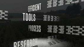 At start camera orbiting text cluster, showing open source via rotating panels under dusk spotlight. Technology, innovation, software, digital, ecosystem, collaboration, programming - Powered by Shutterstock - Get 15% off with code: PIKWIZARD15