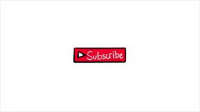 A charming hand-drawn animation features a red YouTube-style subscribe button with a play icon. The button playfully wiggles before settling on a clean white background. - Powered by Shutterstock - Get 15% off with code: PIKWIZARD15