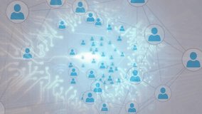 Opening blue user icons scattering linking inward with pulsing Wi-Fi arcs showing network link. Technology, connectivity, digital, data, communication, network, futuristic - Powered by Shutterstock - Get 15% off with code: PIKWIZARD15