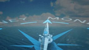 3D compass needle rising triggers arcs lighting and MONEY letters rotating signaling money focus. Navigation, finance, technology, innovation, strategy, direction, digital - Powered by Shutterstock - Get 15% off with code: PIKWIZARD15