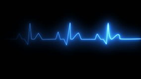 Glowing Blue Neon Heartbeat Line on Black Background Abstract Medical Concept electrocardiogram heart rate - Powered by Shutterstock - Get 15% off with code: PIKWIZARD15