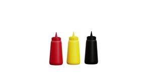3d animation squeeze bottles condiments ketchup mustard sauce perfect for food and beverage promotions, recipe illustrations, or restaurant branding - Powered by Shutterstock - Get 15% off with code: PIKWIZARD15