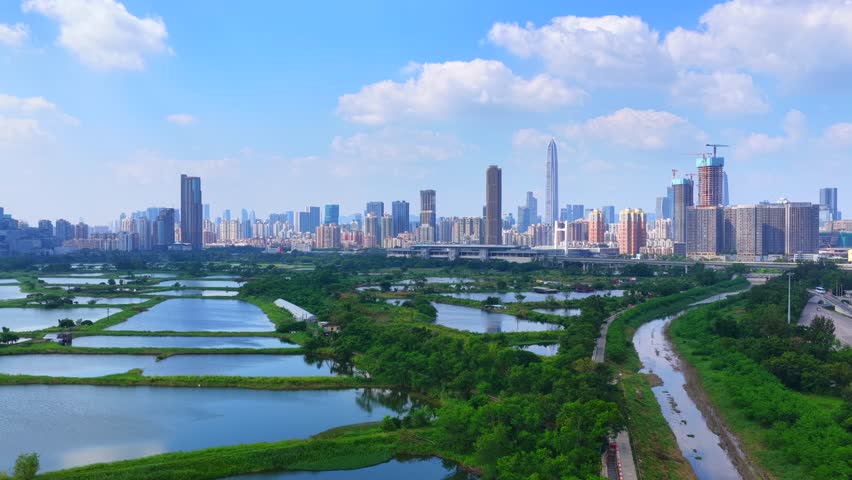Skyview of Lok Ma Chau Loop Hong Kong Shenzhen Innovation and Technology Park redevelopment near Huanggang Port Greater Bay Area economic growth in Northern Metropolis near Shenzhen Special Economic