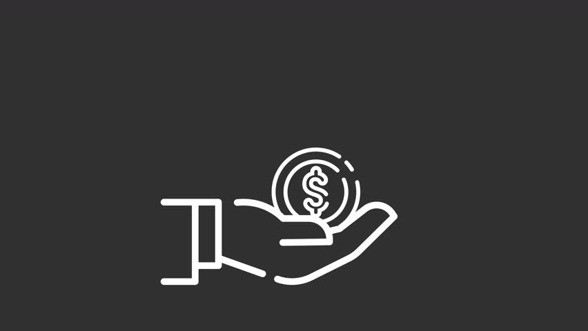 Hand Receiving a Coin: A Simple Line Art Illustration of Financial Transaction, Investment, Donation, or Payment.