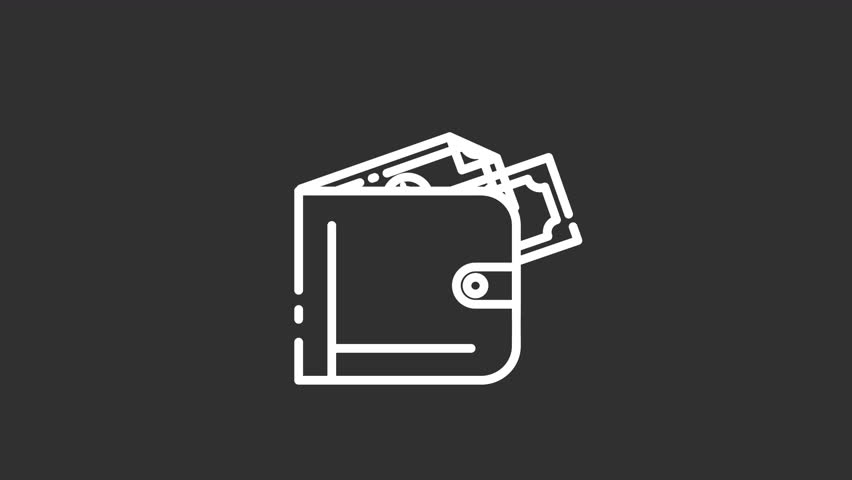 Line art illustration of a wallet with cash sticking out. Represents finance, wealth, and payments.