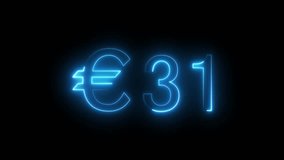 Neon Euro currency symbol. 31-euro sign animation. European currency, finance growth, money symbol. - Powered by Shutterstock - Get 15% off with code: PIKWIZARD15