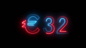 Neon Euro currency symbol. 32-euro sign animation. European currency, finance growth, money symbol. - Powered by Shutterstock - Get 15% off with code: PIKWIZARD15