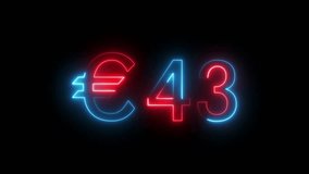 Neon Euro currency symbol. 43-euro sign animation. European currency, finance growth, money symbol. - Powered by Shutterstock - Get 15% off with code: PIKWIZARD15