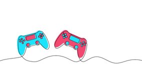 Animation continuous one line drawing of two game controller or joystick. Animated gamepad icon in single outline style. Gaming linear motion symbol. 60fps - Powered by Shutterstock - Get 15% off with code: PIKWIZARD15