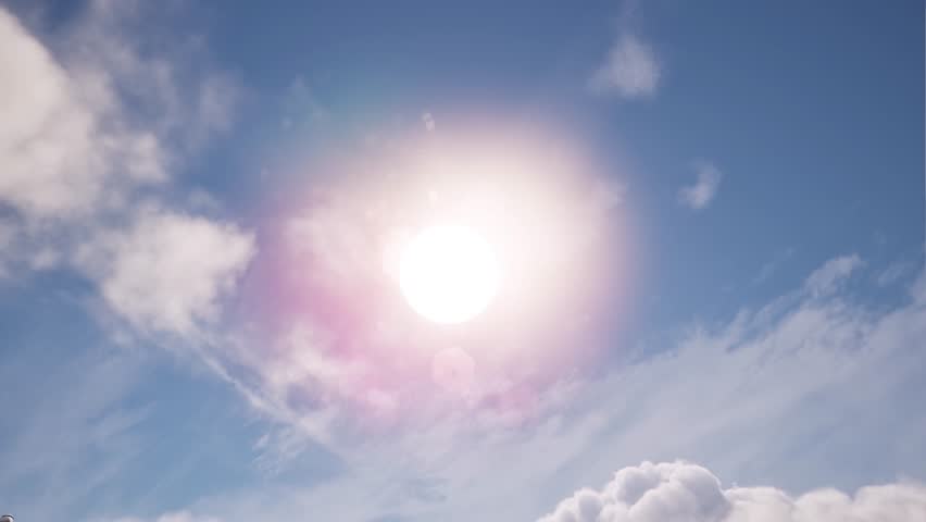 Airplane flying against the background of the Sun 4k. 3D Illustration