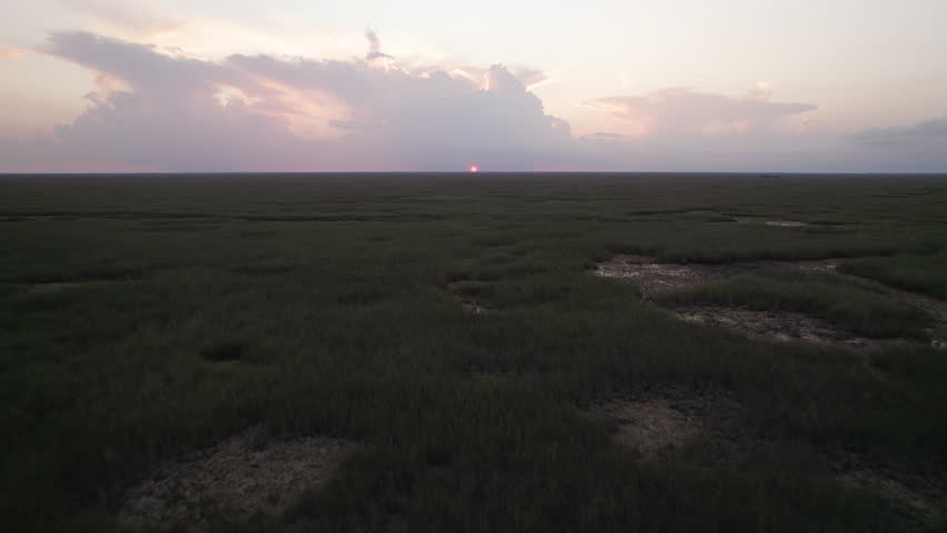 Everglades Sawgrass Wetland Slough Marsh Sunset Aerial 5