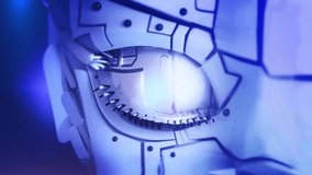 Futuristic robot eyes financial charts data digital screen. Global interfaces hologram Animation. Digital network, future technology network. Modern cyberspace innovation. node connection, Business - Powered by Shutterstock - Get 15% off with code: PIKWIZARD15