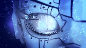 Future cyber security data protection robot biometrics scanning human eye unlock access private digital data. Futuristic technology innovation. future digital vision technologies, security biometrics. - Powered by Shutterstock - Get 15% off with code: PIKWIZARD15