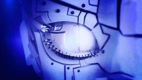 Robot cyber eye HUD Eye Animation Computer vision reality artificial intelligence technology digital diagnostic equipment wireframe mesh background. online identity computing, data processing 3D - Powered by Shutterstock - Get 15% off with code: PIKWIZARD15