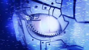 Data processing binary coding Robot eye. online identity Digital interface human eye, technology integration animation. innovation, biometrics cyber futuristic digital transformation, reality 3D 4K - Powered by Shutterstock - Get 15% off with code: PIKWIZARD15