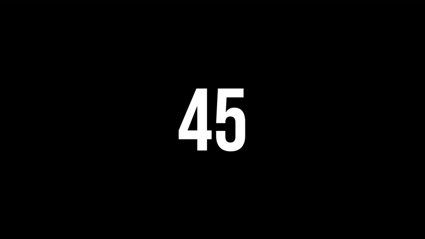 45 seconds countdown flat design circle timer with transparent background. Countdown timer from 45 to 0 seconds in real time. Simple animation of a 45 second countdown timer in 4K resolution.