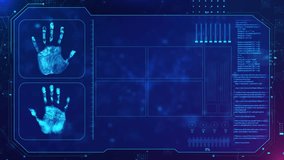 Digital Biometric Analysis Interface Visualization Charts High-tech interface biometric handprint data displays visual analytics, advanced systems security information processing futuristic setting 3D - Powered by Shutterstock - Get 15% off with code: PIKWIZARD15