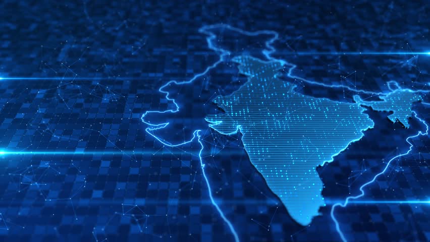 Futuristic Digital India country. Data Technology Globe India Country data background. data transfer cyber technology, business exchange, HUD growth, finance growth, Wire Frame 3D mesh E-government 3D