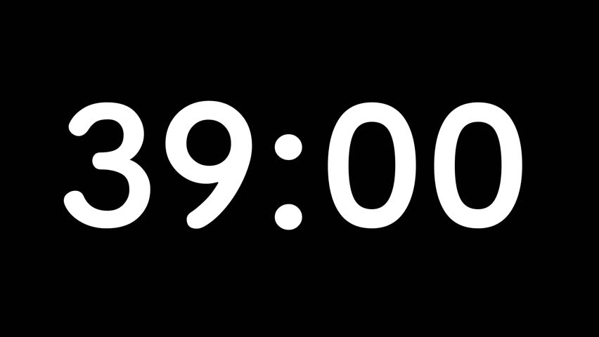 Countdown timer from 39 minute to 38 minute on black background