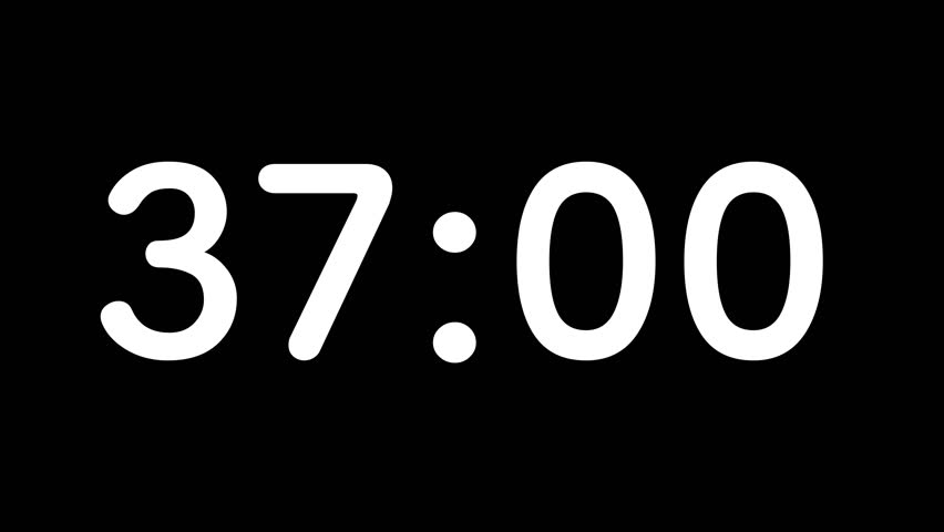 Countdown timer from 37 minute to 36 minute on black background