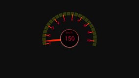 Animated speedometer 180 kmh needle gauge dial red yellow black dashboard hud interface loop. High speedometer animation 180 kmh red yellow black background motion graphics fast dashboard. - Powered by Shutterstock - Get 15% off with code: PIKWIZARD15